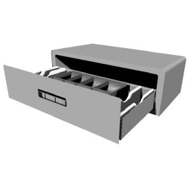 Járműkassza JK-2 széles kivitelben, kivehető érmetálcával, Strauss Metal biztonsági zárral