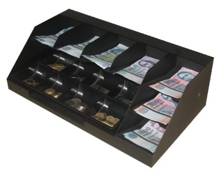 7 chambered banknote container with coin tray 