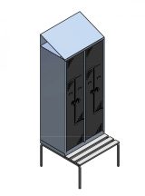   4-compartment dressing cabinet with bench, "Z" door