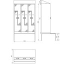 4-compartment dressing cabinet with bench, "Z" door