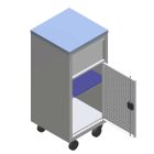 Gurulós 1 fiókos műhelyszekrény fa munkapulttal