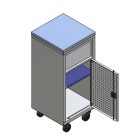 Gurulós 1 fiókos műhelyszekrény fa munkapulttal