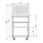 Szerszámfalas, 1 fiókos műhelyszekrény fa munkapulttal 